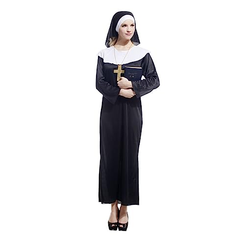 Holibanna Halloweenkostüm Gruseliges Nonnenkostüm für Frauen Nonne Kostümzubehör Nonnen-Outfit Damen halloween costume halloween kleidung Cosplay-Kostüme Halloween-Kostüme für Frauen von Holibanna