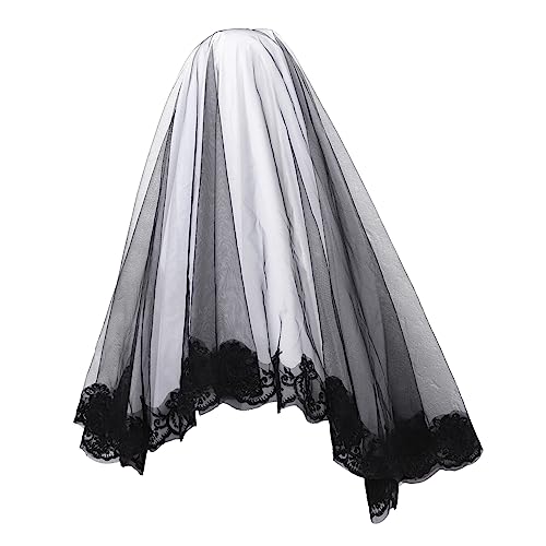 Holibanna Hexenhut Stirnband Für Damen Halloween-brautschleier Kurzer Schleier Halloween-kostümschleier Kathedral Schleier Kopfbedeckung Cosplay-schleier Gotisch Gittergewebe Black von Holibanna