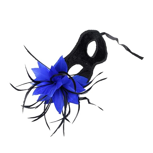 Holibanna Maskerade Maske Rosenblumen-maskerademasken Handgehaltene Spitzenmaske Outfit Spitzenmaske Für Frauen Sich Verkleiden Maskerade-maske Für Paare Maskarade Simulation Feder Blue von Holibanna