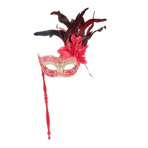 Holibanna Maskerade Maske Schwarzes Halloween Kostüm Riesige Maskerade-Masken-Requisite schwarze Maske Mantel halloween masken halloweenmaske Party-Deko-Maske schickes Maskendekor Feder rot von Holibanna