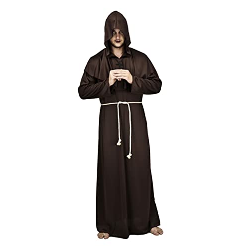 Holibanna Mittelalterliches önchskostü Für Herren Klassisches Friar Wizard Cosplay Set Größe S Kaffee Farbe Ideal Für Halloween Und Fasching Inklusive Gürtel von Holibanna