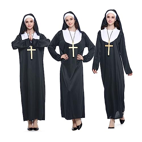 Holibanna Nonnenkostüm Damenrock Halloween-Nonnenrobe Gewand der Frau Nonne Cosplay-Outfit Damenblusen halloween costume halloween kleidung Halloween-Kostüme für Frauen Halloweenkostüm von Holibanna