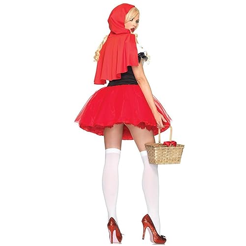 Holibanna Rotkäppchen Kleidung mit Schleier rotes Damenkleid Kostüm mit roter Mütze rote Outfits für Frauen halloween costume halloween kleidung Party dress Cosplay-Outfit rotes Kostüm Black von Holibanna