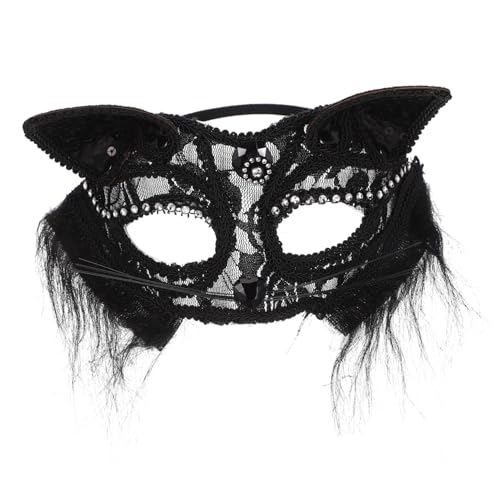 Holibanna Spitze Katze Gesichtsmaske Masken Halloween Maskerade Tanzparty-requisite Fotografie -requisite Partyzubehör Halbe Gesichtsmaske Für Frauen Dekorative Spitzenmaske Black Plastik von Holibanna