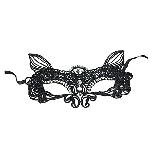 Holibanna Spitzenmaske halloween masken halloweenmaske augen masken Damenmaske haloween mask eye mask rhinestones masken zu halloween augenklappe faschings eyemask Maskiert Frauenmaske Black von Holibanna