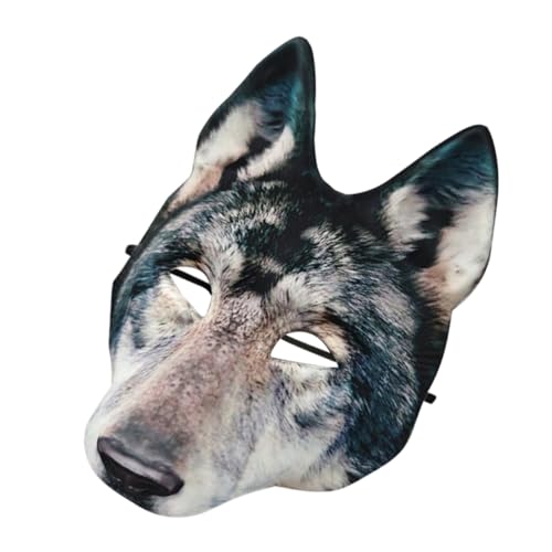 Holibanna Wolfsmaske Bärenmaske Werwolf-maske Tier-cosplay-masken 3d-tiermaske Tanztiermaske Dschungeltiermasken Therianischer Maskenwolf Abschlussball Maske Wolf Kostüm Maske Eva Grey von Holibanna