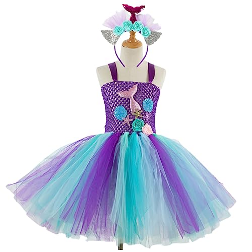 Holibanna ädchen Tüllrock Meerjungfrau Stil Kleid Cosplay Kostü Für Party Und Geburtstag Mit Haaraccessoire Größe 10 12 Jahre Geeignet Für SX HD93434 von Holibanna