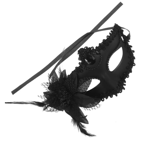 Holibanna halbe Gesichtsmaske aus Spitze weibliche Maske Masken Karnevalsmaske funkeln Halloween venetian mask women Maskerade-Spitzenmaske Cosplay-Partymaske Feder. Plastik Black von Holibanna