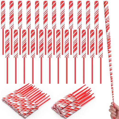 Hollowfly 24 Stück Weihnachten Zuckerstange gestreift chinesische Yoyos Spielzeug 20 cm Stabform Neuheit Papier Chinesisches Yoyo Bulk für Winter Party Favors Fun Bag Stuffers Geschenk Preis von Hollowfly