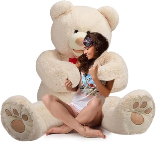 HollyHOME 150cm Teddy groß Teddybär XXL Kuscheltier Geschenk, Plüschtier Stofftier Weiches Spielzeug Bär Tedi Kuschelbär Beige von HollyHOME