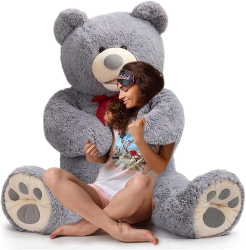 HollyHOME 150cm Teddy groß Teddybär XXL Kuscheltier Geschenk, Plüschtier Stofftier Weiches Spielzeug Bär Tedi Kuschelbär Grau von HollyHOME