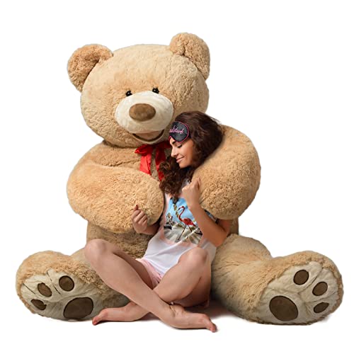 HollyHOME 150cm Teddy groß Teddybär XXL Kuscheltier Geschenk, Plüschtier Stofftier Weiches Spielzeug Bär Tedi Kuschelbär Hellbraun von HollyHOME