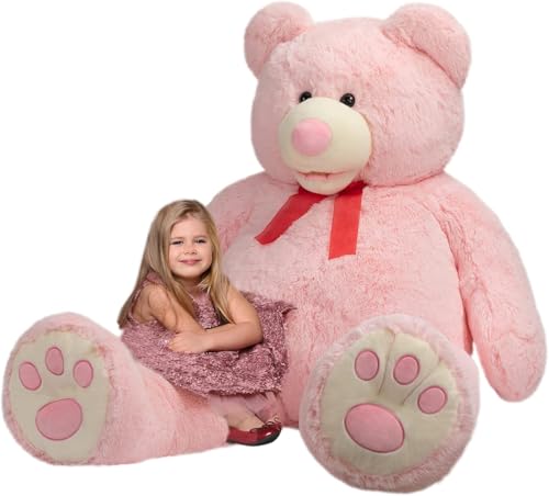 HollyHOME 150cm Teddy groß Teddybär XXL Kuscheltier Geschenk, Plüschtier Stofftier Weiches Spielzeug Bär Tedi Kuschelbär Hellrosa von HollyHOME