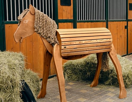 HolzTec Holzpferd Pony Amigo 109cm – Handgefertigt aus Naturholz, realistisches Design, wetterfest, ideal für drinnen und draußen, perfekt für Kinder, Natur oder Nuss-Braun (109 cm/Nuss-Braun) von HolzTec