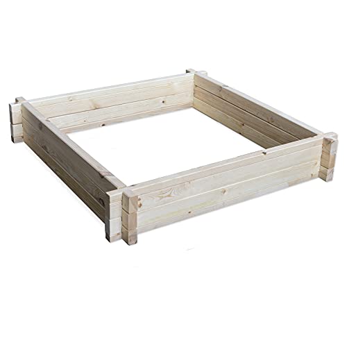 HolzFee Country Sandkasten Premium 110 x 110 cm Höhe Auswahl Kiefernholz MASSIV (ohne Bank, H 20 cm) von Holzfee