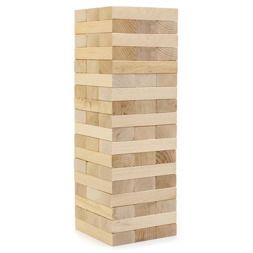 Holzfee Wackelturm XL 54 Holzbausteine 12 x 4 x 2 cm Buchenholz von Holzfee