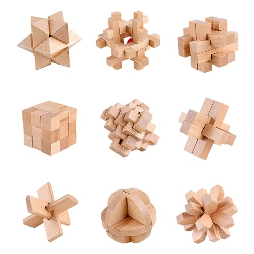 Holzsammlung 9 Stück Knobelspiele Holz, Geschicklichkeitsspiel Holz, Logikspiele IQ Spiele Geduldspiel Knobelspiele, 3D Puzzle Denkspiele Spielzeug Geschenk Set für Erwachsene & Kinder, 7cm Holzsammlung 9 Stück Knobelspiele Holz, Geschicklichkeitsspiel Holz, Logikspiele IQ Spiele Geduldspiel Knobelspiele, 3D Puzzle Denkspiele Spielzeug Geschenk Set für Erwachsene & Kinder, 7cm von Holzsammlung