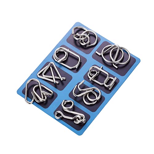 Holzsammlung 8 Stück Knobelspiele Metall, Metallpuzzle Metallknobellei Set IQ Spiele Geduldspiel Geschicklichkeitsspiel, Metal Puzzle Denkspiele Spielzeug Mini Geschenk für Erwachsene und Kinder von Holzsammlung