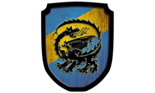 Holzspielerei Wappenschild Drache blau von Holzspielerei