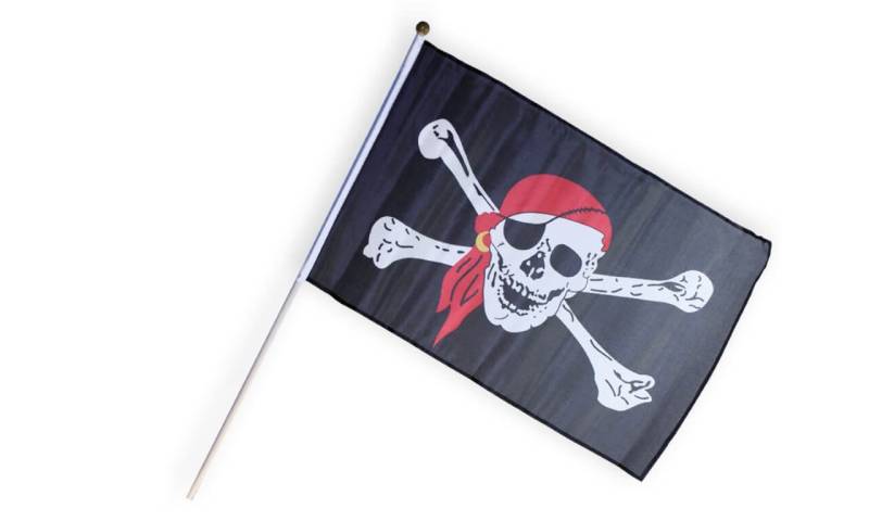 Piratenflagge klein, mit Stab von Holzspielerei