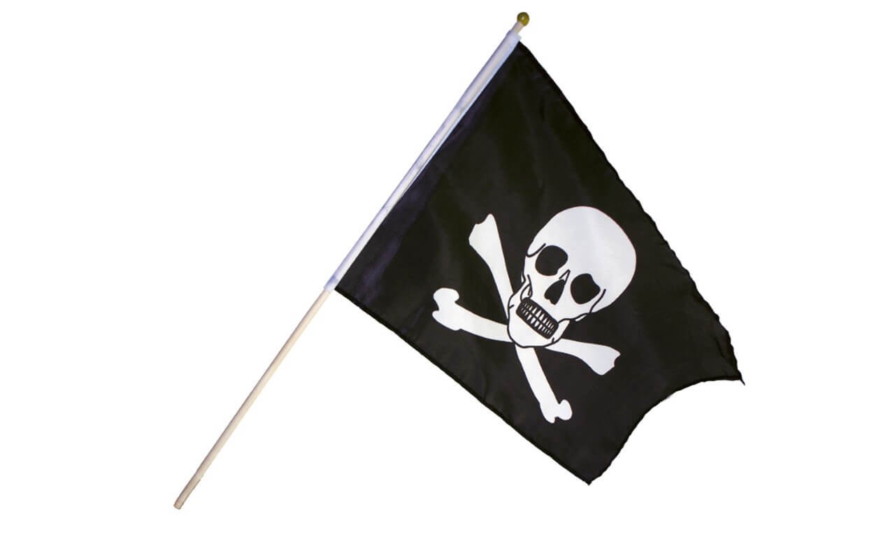 Piratenflagge klein, mit Stab von Holzspielerei