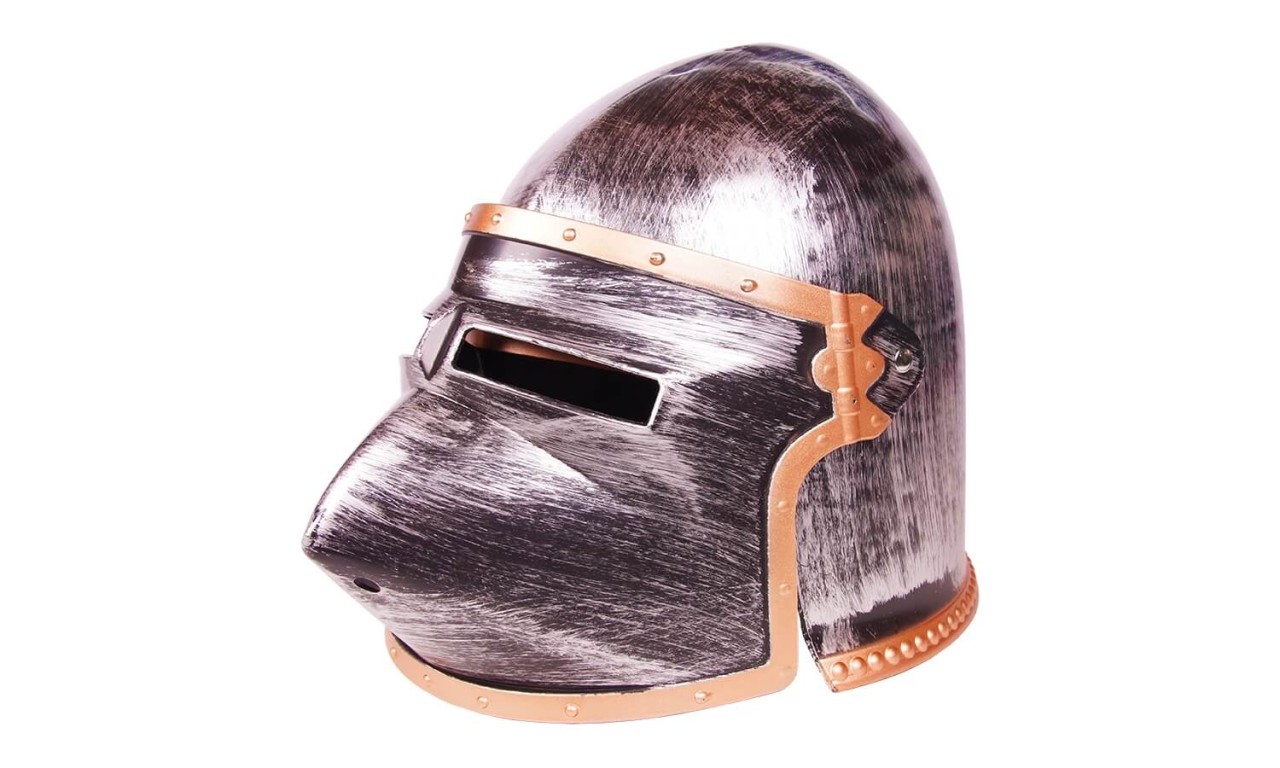 Ritterhelm royal silber aus Kunststoff für Kinder mit klappbaren Visier von Holzspielerei