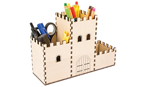 Stiftebox Burg aus Holz für Kinder und kleine Ritter, Bausatz zum Basteln für Jungen und Mädchen - Organizer von Holzspielerei