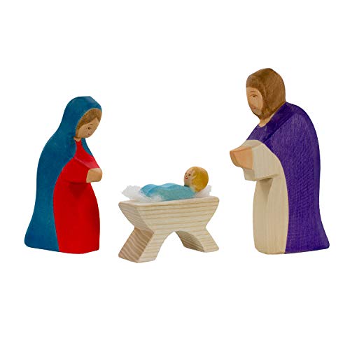 Holzspielwaren Ackermann Heilige Familie (Jesus, Maria, Josef) – Weihnachtsfiguren aus Holz (im Set, 3-teiliges Holzspielzeug) von Holzspielwaren Ackermann