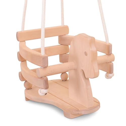 2-in-1 Kinder-Schaukel als Pferd 7012 - Massivholz - Baby-Schaukeltier mit Seil - Natur - Umbau als Kinderschaukel von Holzspielzeug Peitz