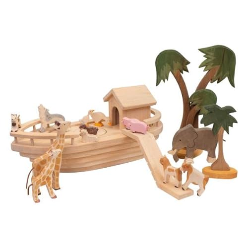 Holzspielzeug Peitz Große Arche Noah | Piratenschiff | mit Haus und Treppe | 4020 von Holzspielzeug Peitz
