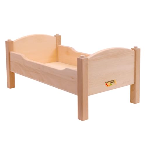 Holzspielzeug Peitz Puppenbett aus Holz | Puppenbett für Puppen bis 50 cm | Natur oder Geölt | Robustes Buchenholz von Holzspielzeug Peitz