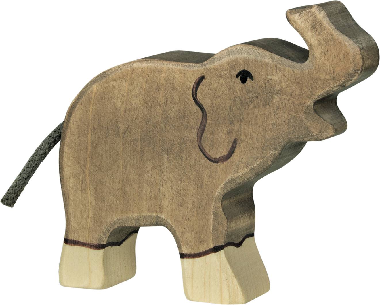 Holztiger Elefant, klein, Rüssel hoch - Holztiger Elefant, klein, Rüssel hoch - von Holztiger