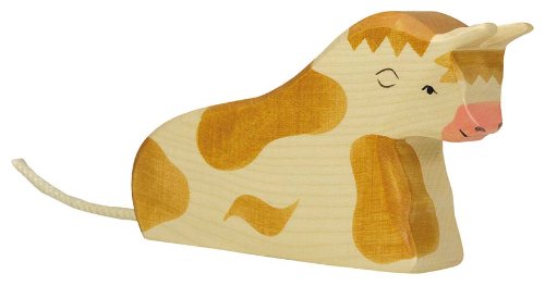 Holztiger Stier, liegend, braun, 80008 von Holztiger