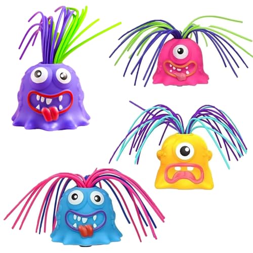 Gamyflaky Hair Pulling Monster, Hair Pulling Monster Toy, Hair Pulling Fidget Toys, Fun Different Screams Made by Hair Pulling, Anti Anxiety Toys and Venting Novelty Toys(4pcs) von Homaskylynn