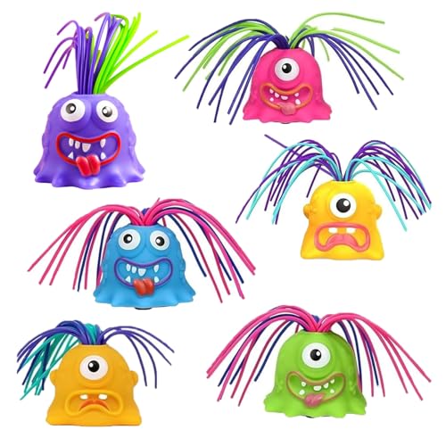 Gamyflaky Hair Pulling Monster, Hair Pulling Monster Toy, Hair Pulling Fidget Toys, Fun Different Screams Made by Hair Pulling, Anti Anxiety Toys and Venting Novelty Toys(6pcs) von Homaskylynn