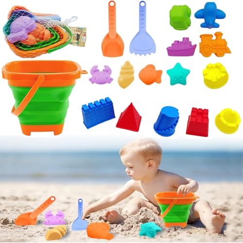 HomeDejavu 17 Stück Sand Spielzeug,Kinder Beach Toy,sandspielzeug Set,Faltbares sandspielzeug,Reise Sandspielzeug,Strandspielzeug für Kinder für Kinder Jungen Mädchen Alter 3 4 5 6 7+ von HomeDejavu