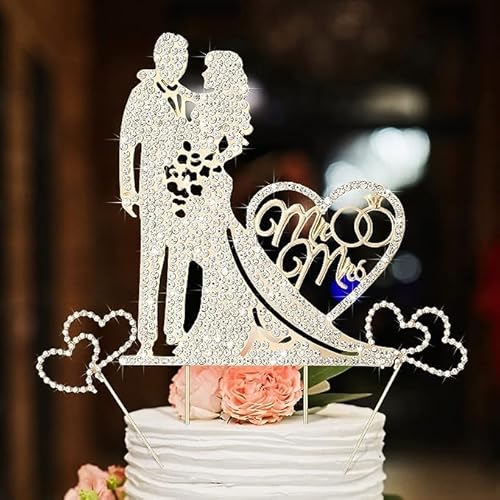 Topper Hochzeitstorte Wedding Cake Topper mit Strass,Cake Topper Hochzeit,Mr & Mrs Deko Hochzeit torte,Hochzeitstorte Hochzeitstorten Topper Deco,Tortenstecker Hochzeit für Verlobung Party von HomeDejavu