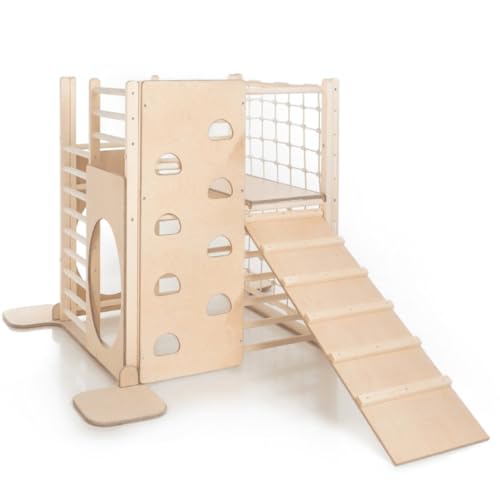 HomeForDreams Holzspielplatz für Kinder: Montessori-inspiriertes umweltfreundliches Indoor-Spielset für Kinder von 6 Monaten bis 7 Jahren von HomeForDreams