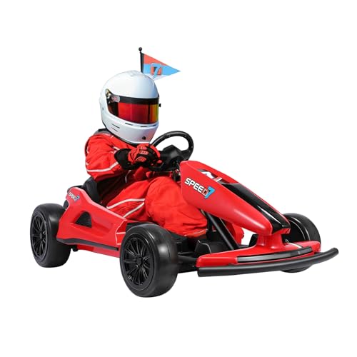 12V Pedal Go-Kart Kinderfahrzeug 3-5km/h Sportwagenstruktur Tretfahrzeug für Kinder mit Fahne Stamm Driftauto Kinder ab 3 Jahren Rot von HomeMiYN