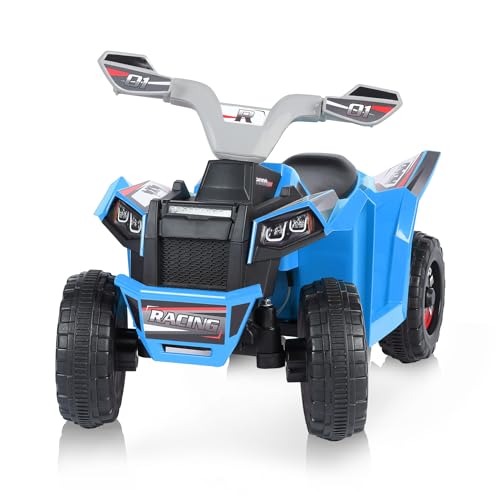 Elektro Kinderquad 6V Elektrofahrzeuge 2,8-4,6 km/h Kinderfahrzeug mit MP3 Mini Elektroquad Kindermotorrad elektrisch Kinderauto für den Strand geeignet 3 Jahre Metall Blau von HomeMiYN