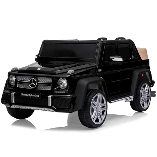 Mercedes-Maybach G650 12V Kinder-Elektroauto 3-5 km/h mit Fernbedienung Musik Kinderpedale vorwärts und rückwärts kindgerechte Leistung Schwarz von HomeMiYN