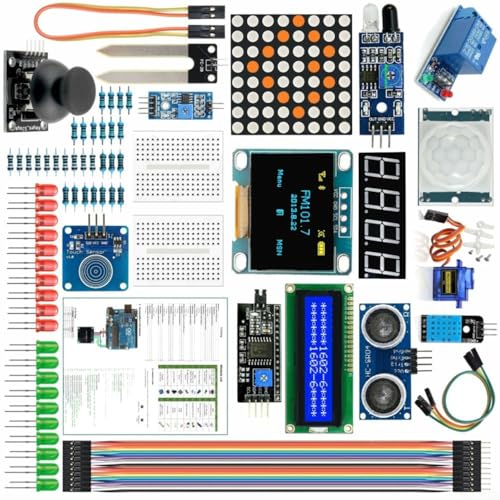 HomeVortex Elektronik-Komponenten-Spaß-Kit, DIY Elektronisches Komponenten-Kit, Elektronisches Steckplatine-Set, 3-in-1-Mini-Winkelmesser mit metrischem Lineal von HomeVortex