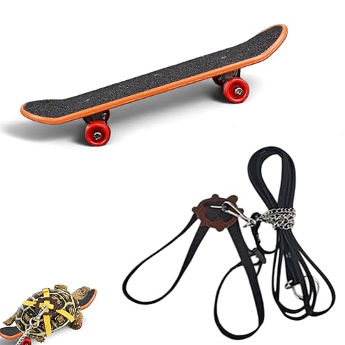 Schildkrötengeschirr und Leine mit Mini-Skateboard für Schildkröte, Schildkröten-Leine, Schildkröten-Skateboard für Bartagamen, Eidechse, Skateboard für Haustier-Schildkröte, Schildkrötengeschirr von Homedy Crafts