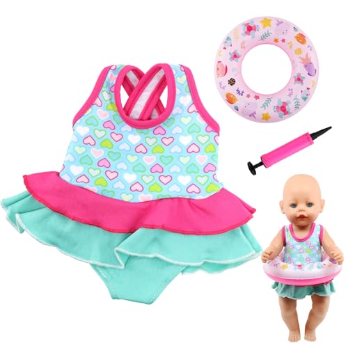 Schwimmset für Puppen Liebemotiven, Puppenkleidung Sommer, Puppen Kleidung Outfits für 35-45cm Baby Puppen 3teilig Puppen Badeanzug Set mit Schwimmring Geschenke für Mädchen Jungen Kinder Schwimmset für Puppen Liebemotiven, Puppenkleidung Sommer, Puppen Kleidung Outfits für 35-45cm Baby Puppen 3teilig Puppen Badeanzug Set mit Schwimmring Geschenke für Mädchen Jungen Kinder von Homeinmind