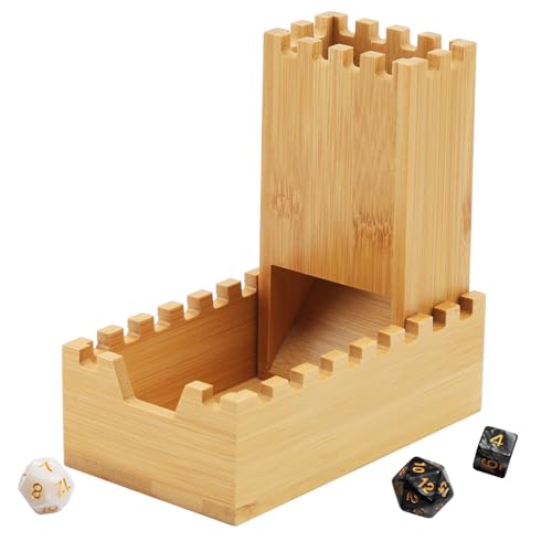 Bamboo Dice Tray and Tower - Tragbares hölzernes DND-Zubehör, zusammenklappbare Würfel-Box, hölzerne Rolling Box für Brettspiele, Tabletop-Spiele. Faltbar, Original Pure Wood Farbe für Gesundheit von Homeriy