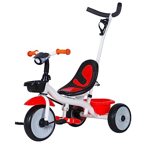 Homewell Dreirad mit Schubstange, Laufrad ab 18 Monate, Kinderdreirad Kombiniert Trolley und Ride Funktionen für unterschiedlichen Alters, Kinder Fahrrad mit Sichere Bremse (02, Rot1) von Homewell