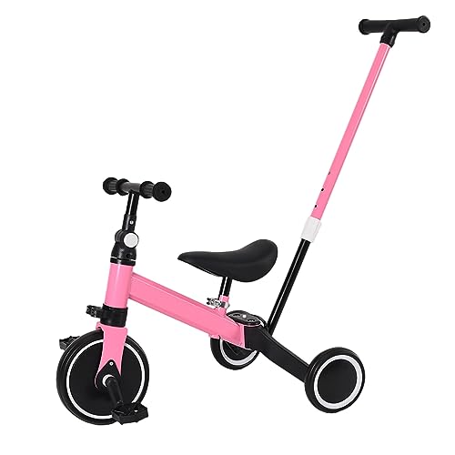 Homewell Kinderkraft Baby-Dreirad, mitwachsend, 2-in-1, kombiniert Trolley und Fahrtenfunktion, Geschenk für Babys, 1-5 Jahre, ohne Bremsen (03, Rosa) von Homewell