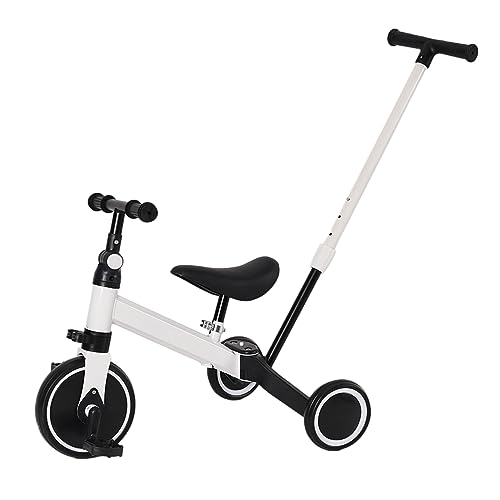 Homewell Trycile Kinderkraft Dreirad, skalierbar, 2-in-1, kombiniert Trolley und Fahrtenfunktion, Geschenk für Babys, 1-5 Jahre, ohne Bremsen (03, weiß) von Homewell