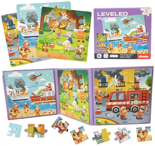 Homewit Magnetische Puzzles, Kinder Puzzle ab 3 Jahren, 16-20-25 Teile Puzzle Kinder Verkehr und Brandbekämpfung, Spielzeug für Flugreisen Kleinkind von Homewit