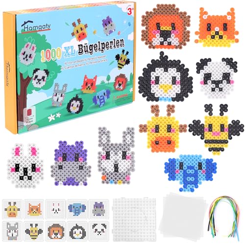 Homgaty Große 10mm Bügelperlen Tiere Set – 1000 Stück XL Steckperlen mit 10 Tier-Motiven Vorlagen, Platten & Bügelpapier – Kreatives Bastelspielzeug für Kinder ab 3 Jahren Homgaty Große 10mm Bügelperlen Tiere Set – 1000 Stück XL Steckperlen mit 10 Tier-Motiven Vorlagen, Platten & Bügelpapier – Kreatives Bastelspielzeug für Kinder ab 3 Jahren von Homgaty